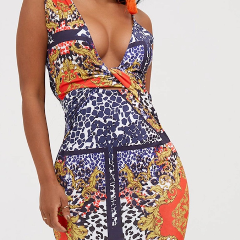 Scarf Print Knot Dress